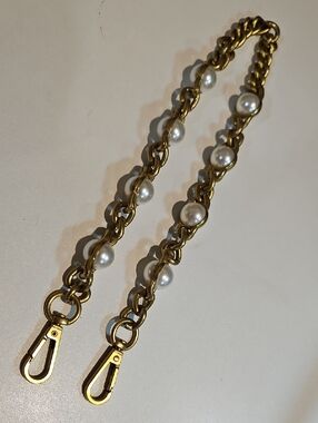 Gold-Tone Chain Strap with Faux Pearls